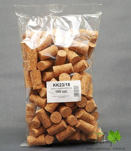Korek naturalny stożkowy z korka 23/18mm 100szt
